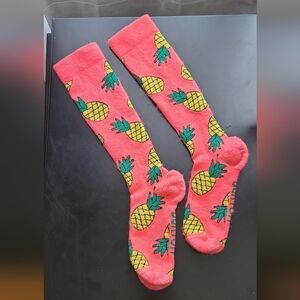 Burton Coral Kids Socks with Yellow Pineapple Print